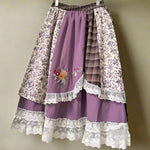 Cottagecore Embroidered Patchwork Lace Skirt cottagecoreclothes