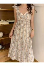 Vintage Lace Trimmed Sleeveless Midi Dress cottagecoreclothes