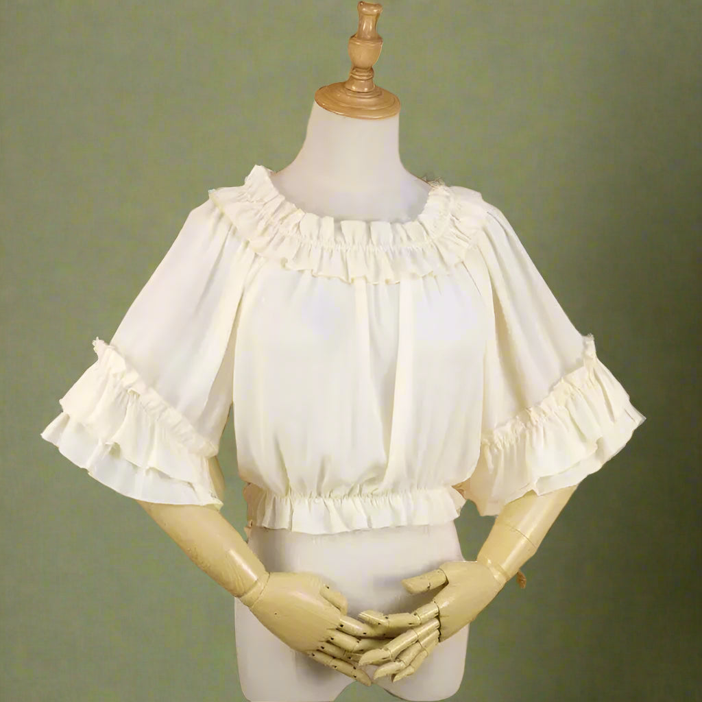 Vintage Frilled Bardot Top cottagecoreclothes