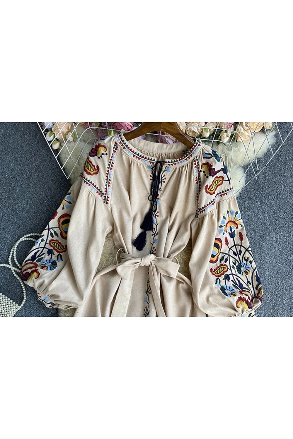 Embroidered Bodycon Puff Dress cottagecoreclothes