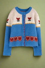 Lovecore Bloom Button-Up Fall Sweater cottagecoreclothes