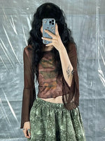 Fairycore Rusted Wings Mesh Bell Sleeve Blouse cottagecoreclothes