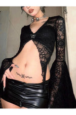 Dark Lace Gothic Crop Tee cottagecoreclothes