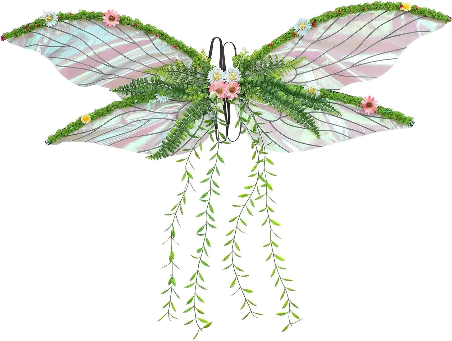 Fairycore Wings with Moss, Blooms & Trailing Vines