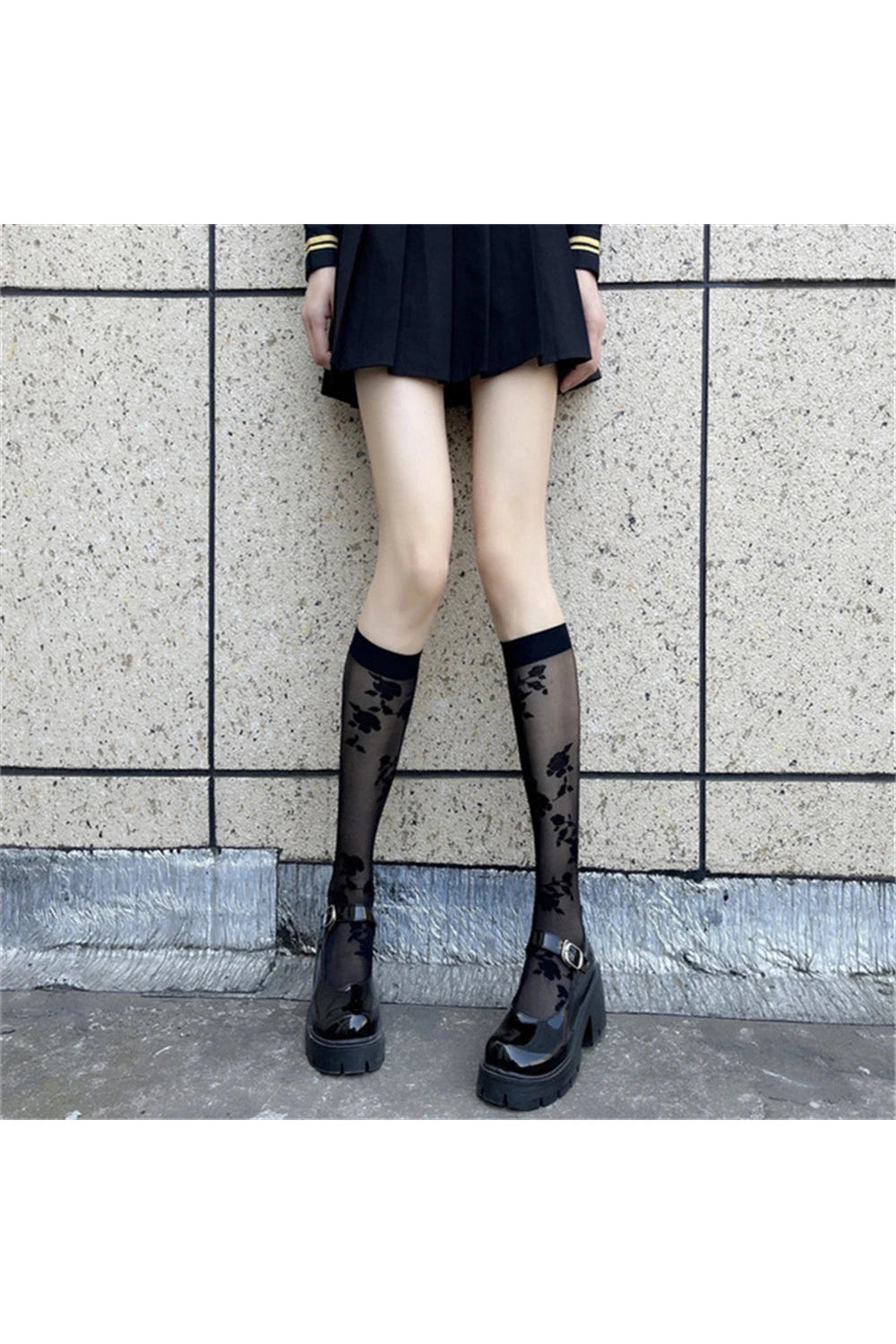 Floral Mesh Knee-High Socks cottagecoreclothes