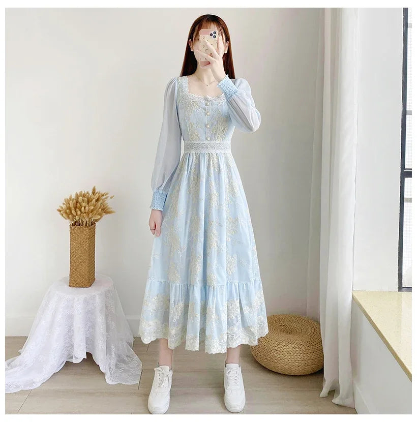 Vintage Lace Charm Midi Dress