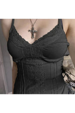 V-Neck Lace Trim Tank Top cottagecoreclothes