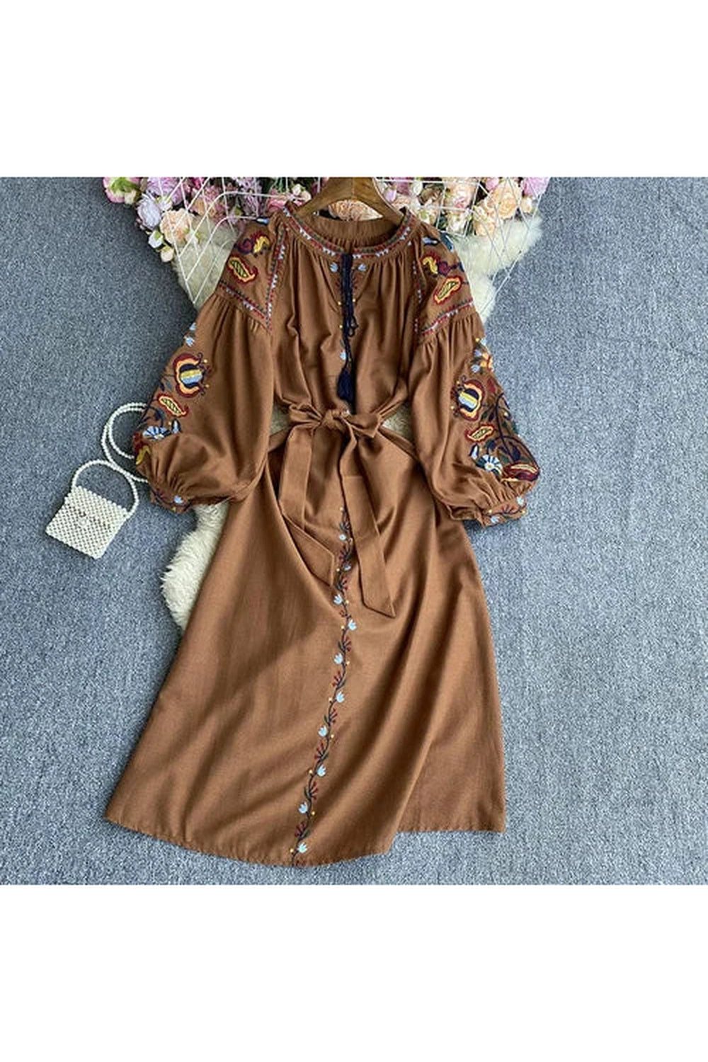 Embroidered Bodycon Puff Dress cottagecoreclothes