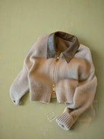 Vintage Leather Collar Zip-Up Cardigan cottagecoreclothes