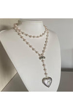 Pearl Heart-Shaped Pendant Layered Necklace cottagecoreclothes