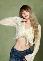 Fairycore Lace-Up Ruffle Crop Top cottagecoreclothes