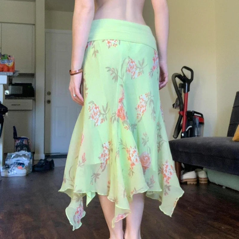 Fairycore Pastel Petal Midi Skirt