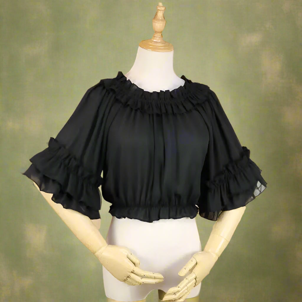 Vintage Frilled Bardot Top cottagecoreclothes