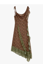 Asymmetrical Floral Strap Dress cottagecoreclothes