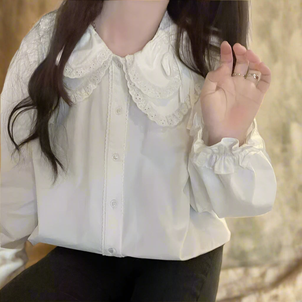 Mori Girl Embroidered Cable Knit Top cottagecoreclothes