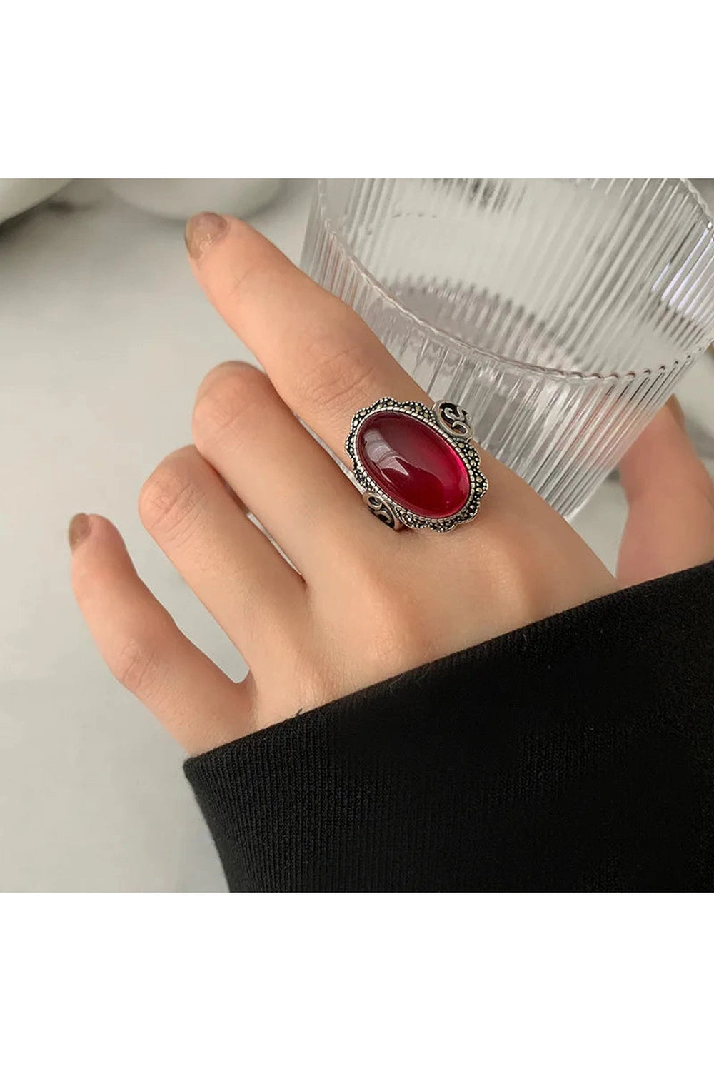 Exaggeration Garnet Stone Ring cottagecoreclothes