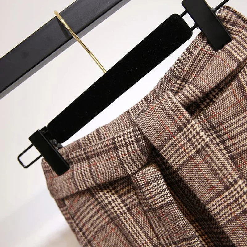 Vintage Plaid Belted Midi Skirt cottagecoreclothes