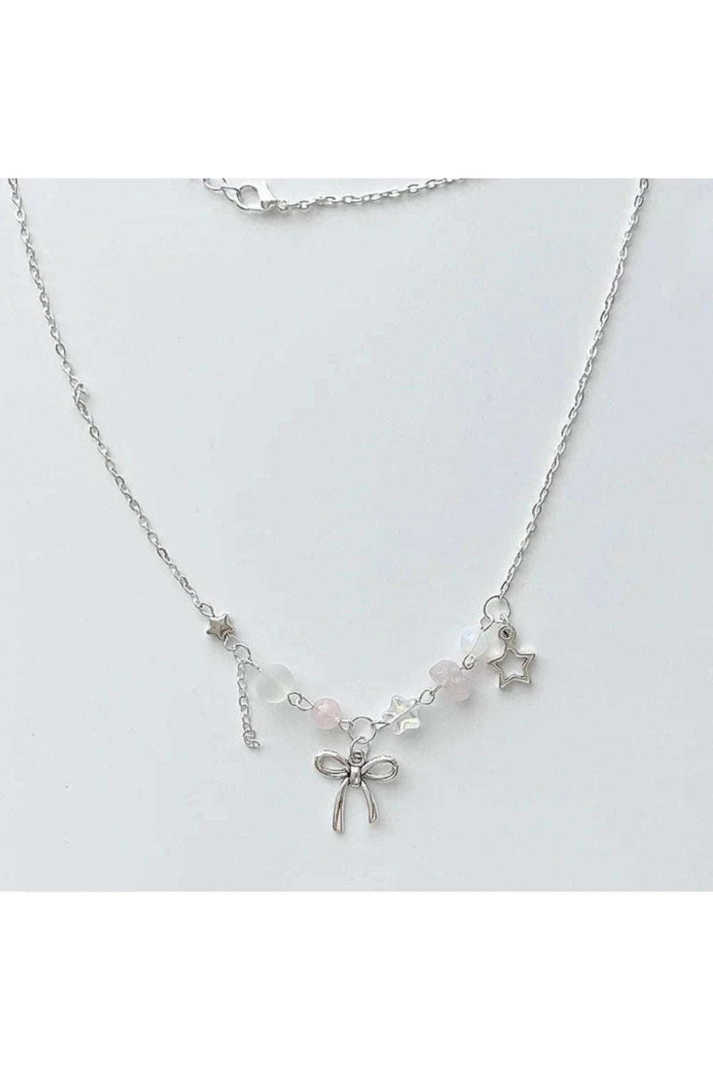 Fairycore Bow and Star Charm Necklace cottagecoreclothes