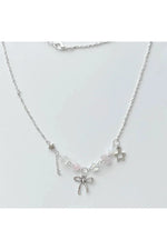 Fairycore Bow and Star Charm Necklace cottagecoreclothes