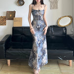 Fairycore Butterfly Print Bodycon Maxi Dress