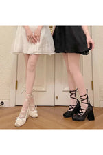 Chunky Lolita Lace-Up Shoes cottagecoreclothes