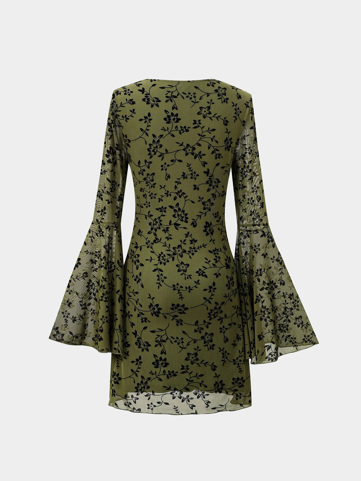 Robe fleurie en maille à manches cloche Fairycore