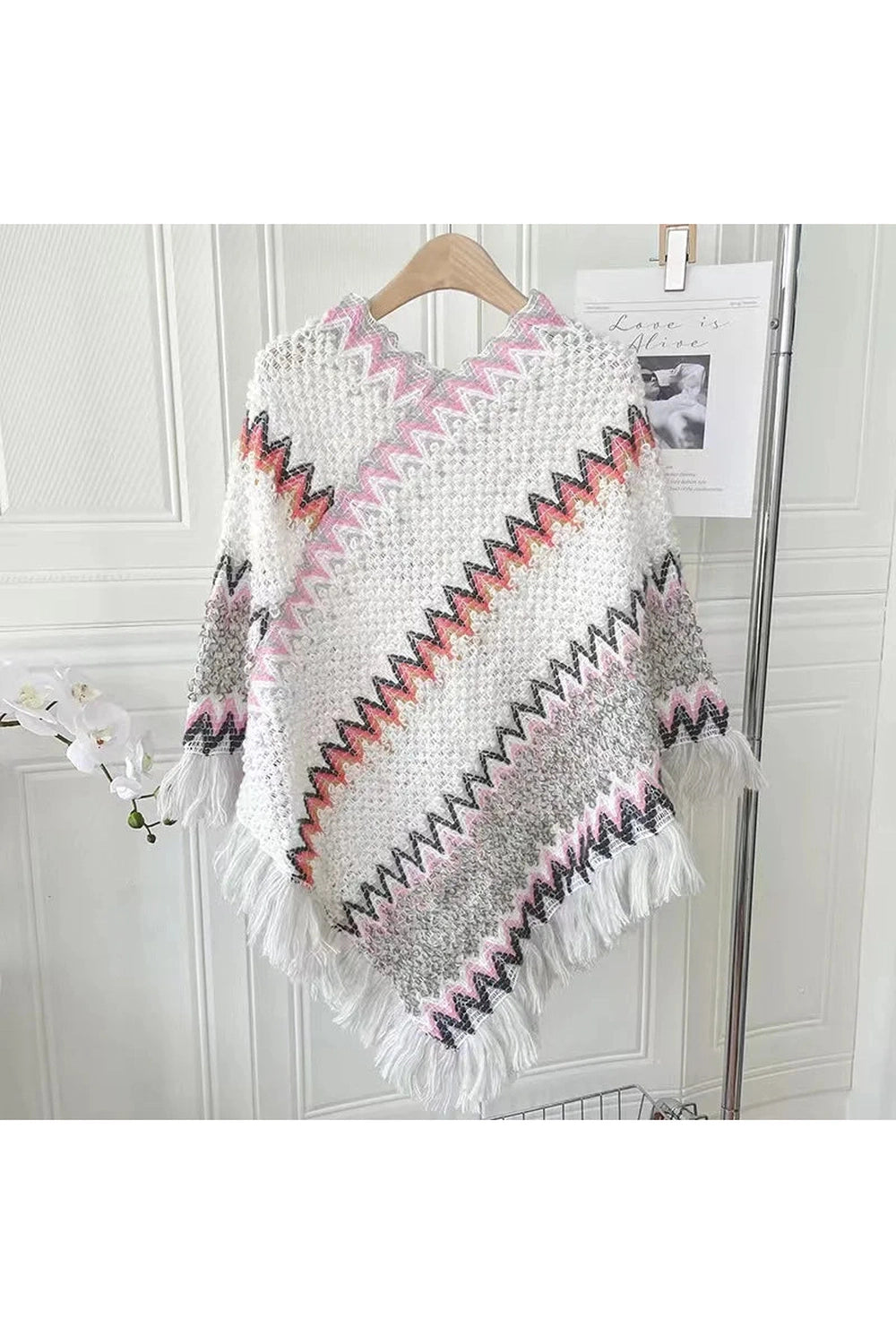 Boho Fringe Knit Poncho cottagecoreclothes