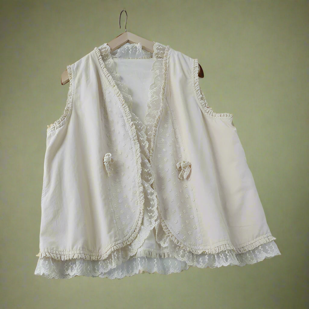Mori Girl Embroidered Layered Lace Vest cottagecoreclothes