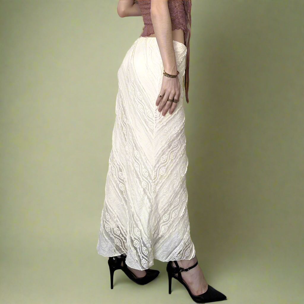 Fairycore Diagonal Lace Long Skirt cottagecoreclothes