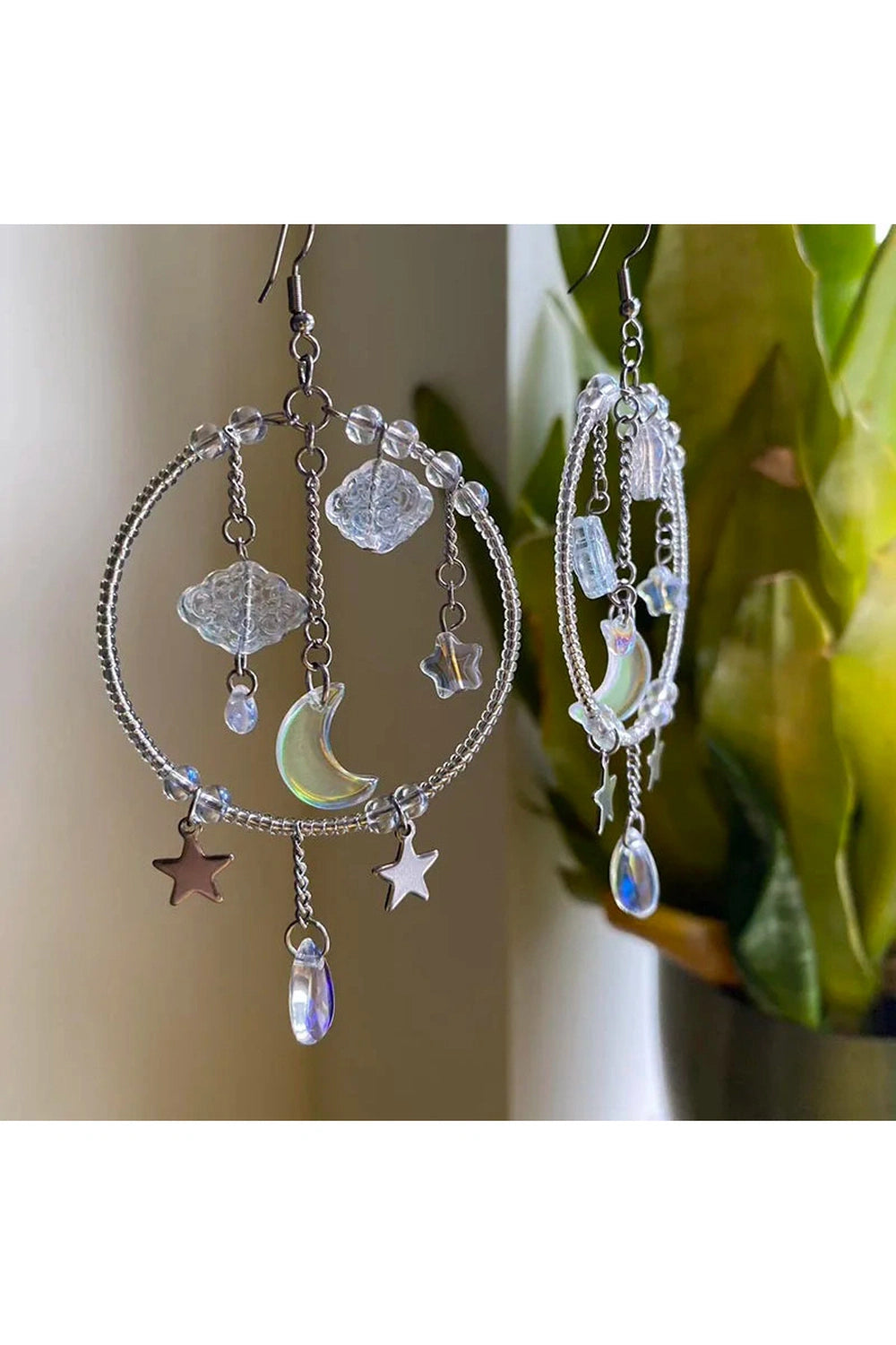 Fairycore Moon and Star Hoop Earrings cottagecoreclothes