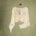 Cottagecore Open-Knit Ruffle Sweater cottagecoreclothes