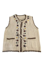 Cottagecore Floral Embroidery Knitted Vest cottagecoreclothes