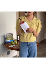 Vintage Short Sleeve Collar Fall Cardigan cottagecoreclothes