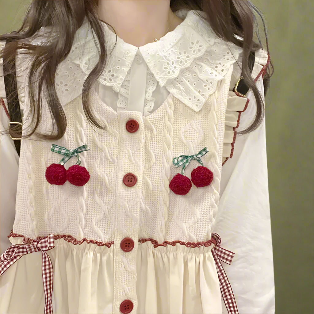 Mori Girl Embroidered Cable Knit Top cottagecoreclothes