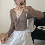 Mori Girl Diamond Knit Tie Cardigan