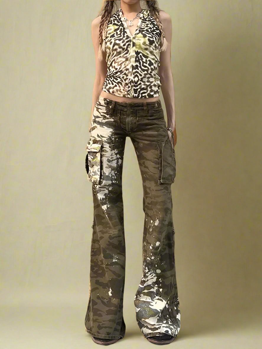 Camo Chaos Flare Pants cottagecoreclothes