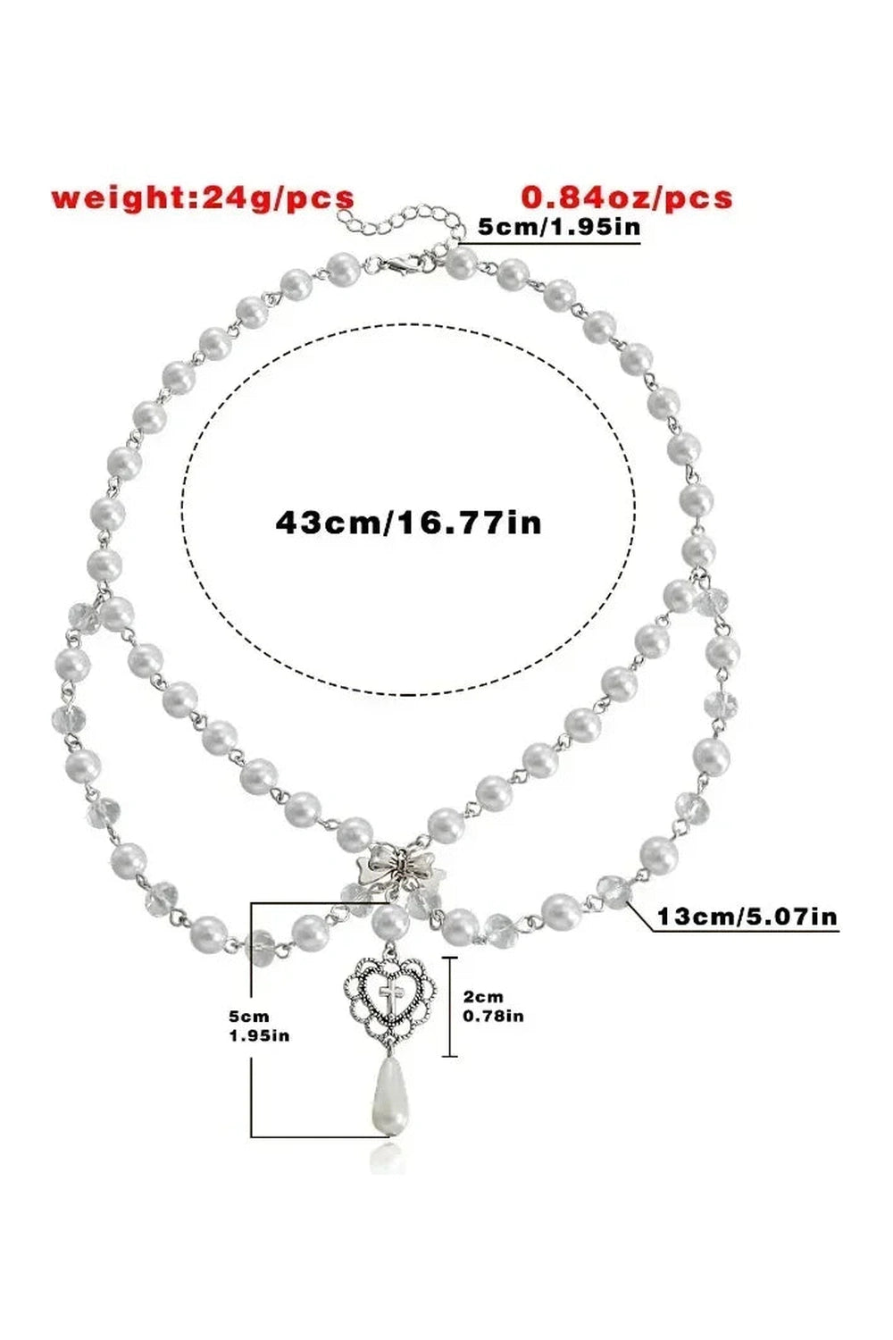 Pearls Heart Cross Necklace cottagecoreclothes