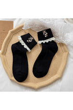 Retro Lace Ruffle Floral Socks cottagecoreclothes