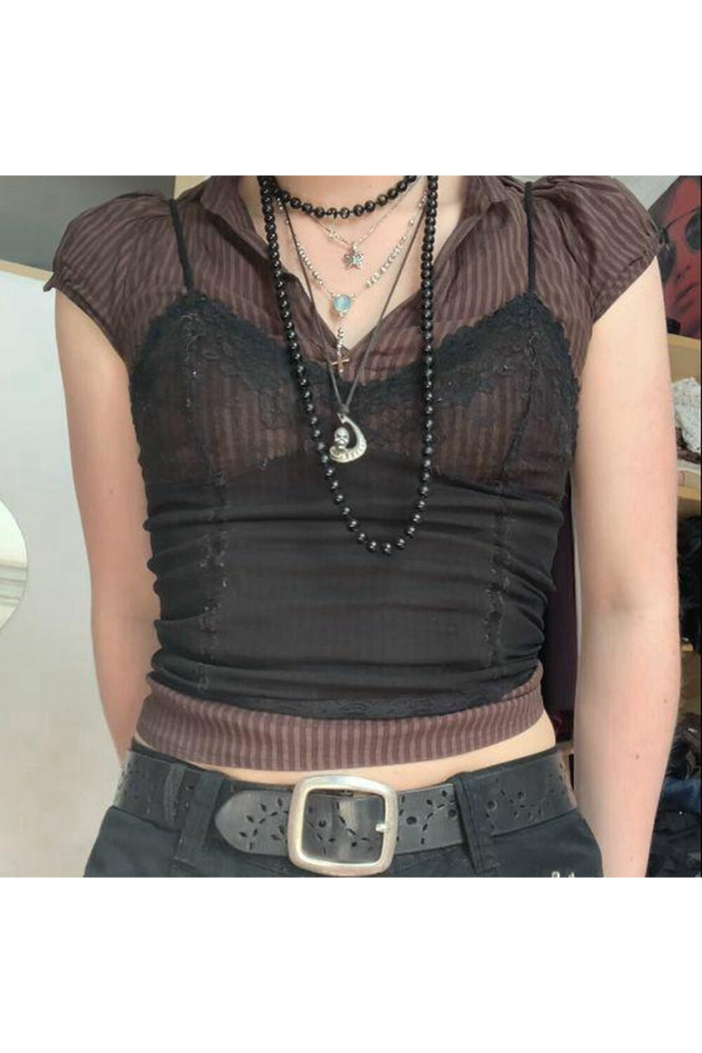 Lace Patchwork Fairy Grunge Crop Top cottagecoreclothes