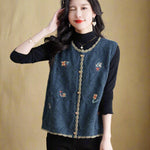Vintage Floral Knit Fringe Vest cottagecoreclothes