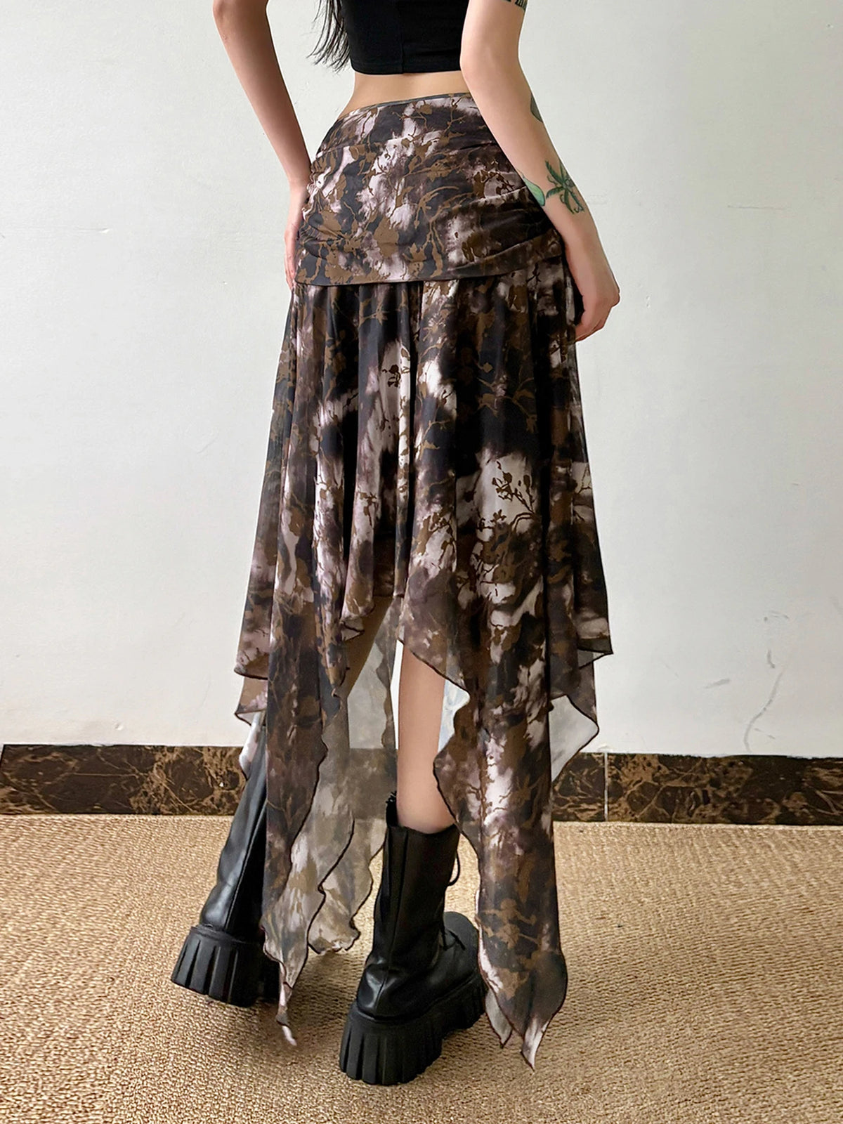 Fairycore Grunge Asymmetrical Midi Skirt