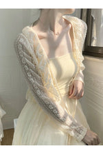 Apricot Lace Belt Fall Cardigan cottagecoreclothes