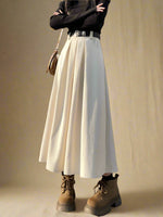 Vintage Dark Brown Pleated Midi Skirt cottagecoreclothes