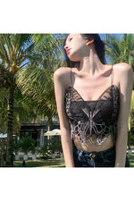 Korean Lace Butterfly Crop Top cottagecoreclothes