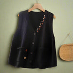 Mori Girl Floral Embroidered Knit Vest cottagecoreclothes