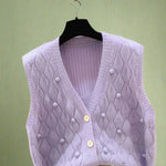 Vintage Soft Cable-Knit Sleeveless Cardigan cottagecoreclothes