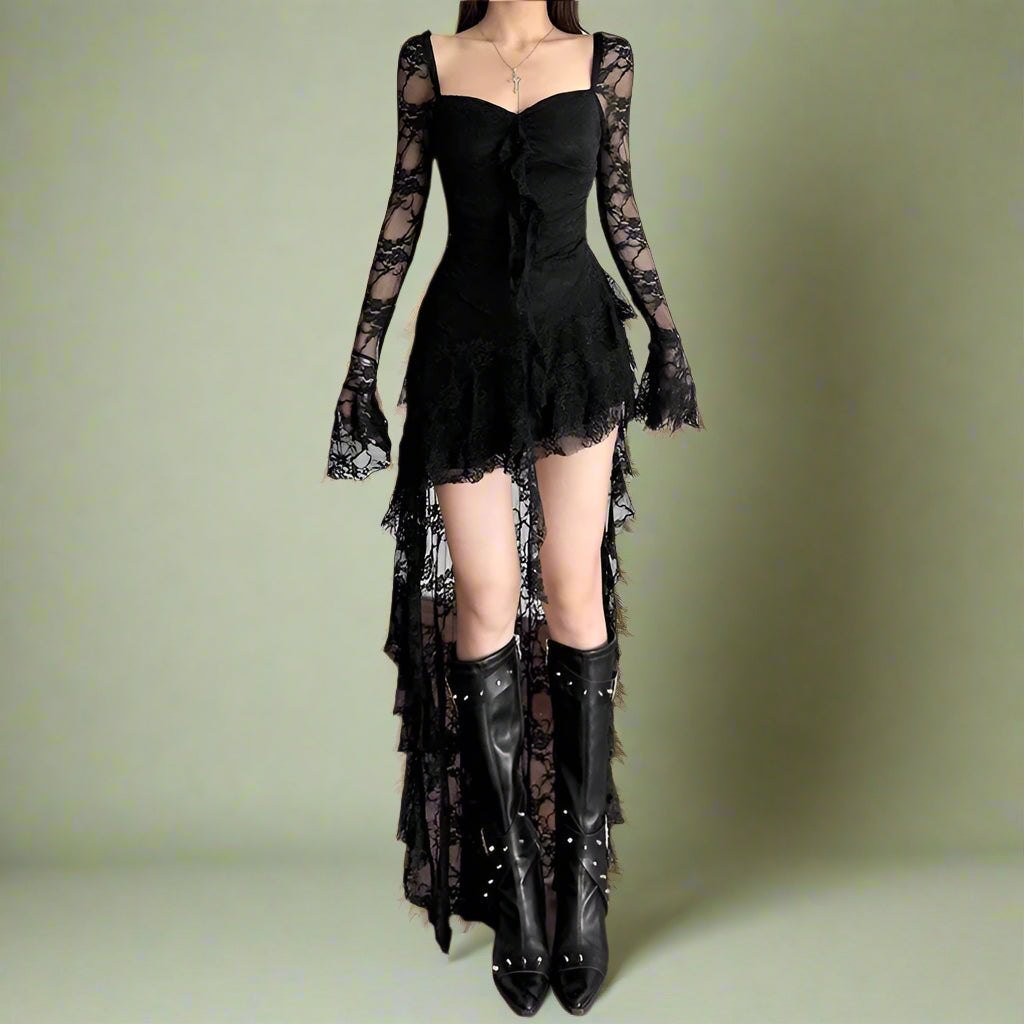 Fairycore Lace High-Low Dress cottagecoreclothes