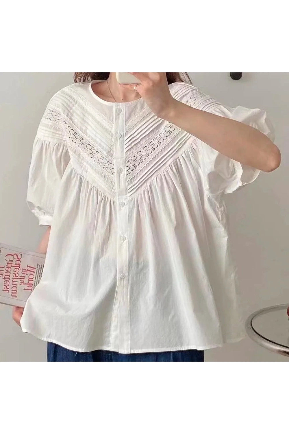 Vintage White Embroidery Blouse cottagecoreclothes