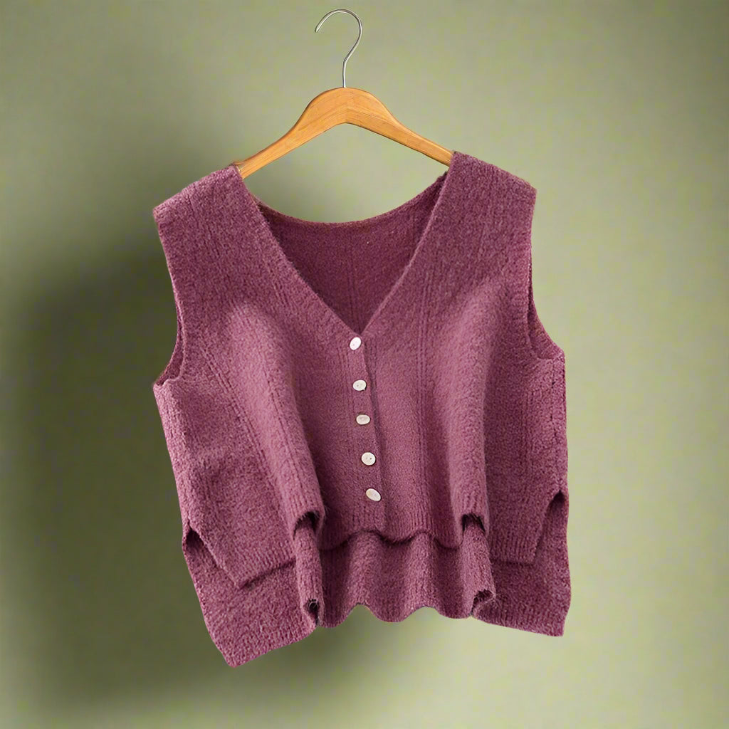 Vintage Button-Up Flared Sweater Vest cottagecoreclothes