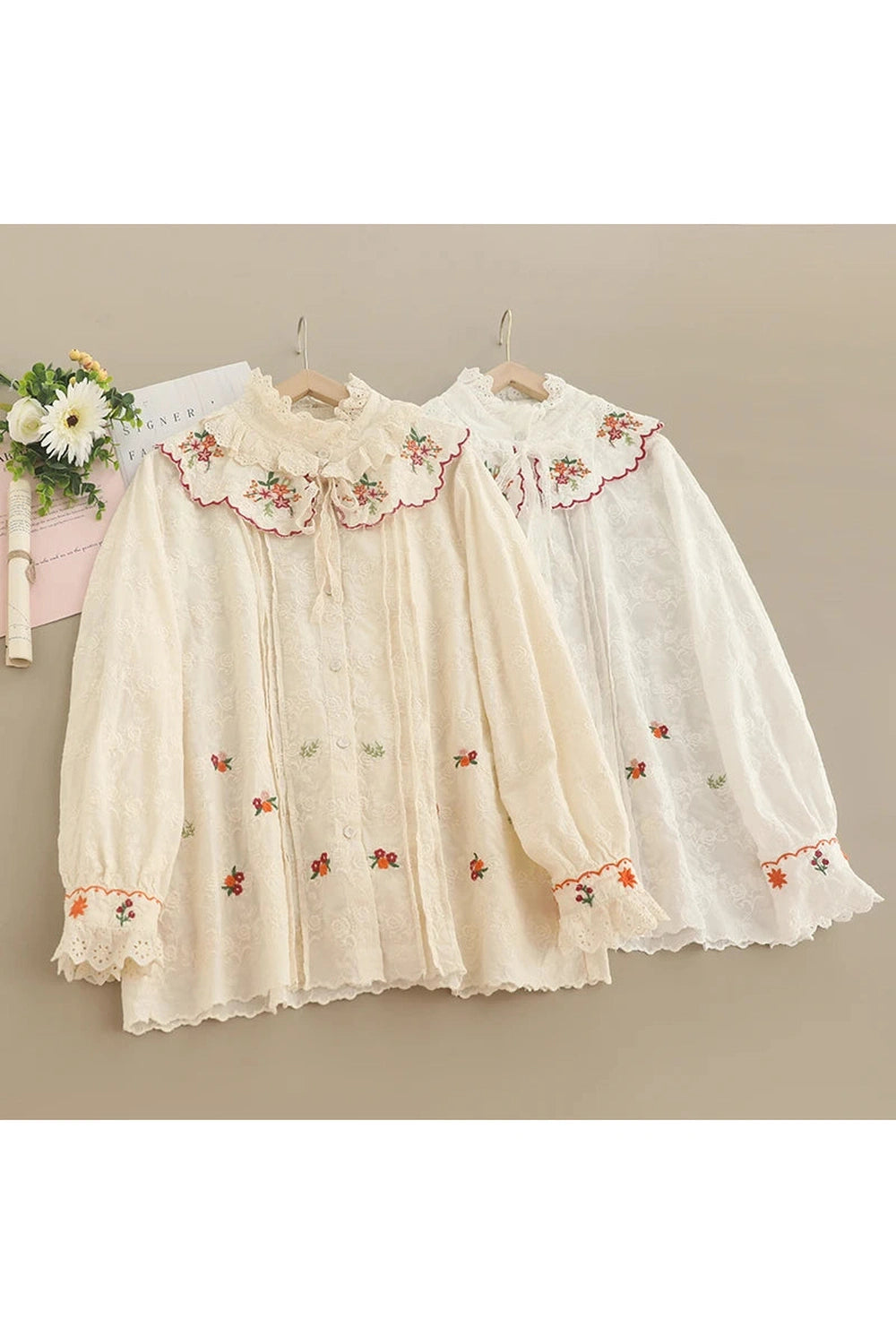 Sweet Mori Style Embroidered Shirt cottagecoreclothes